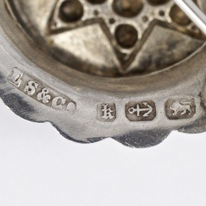 Antique Victorian Sterling Silver Round Star Brooch